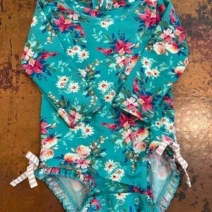 Ruffle Butts Floral Rashguard Swimsuit